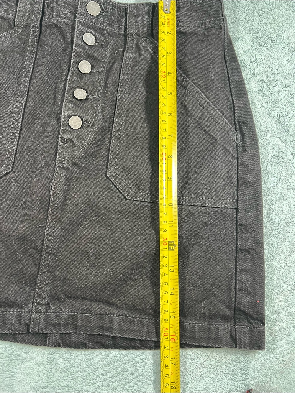 Hollister Ultra High Rise Black Button Front Denim Mini Skirt Women’s Size 5 - Picture 7 of 9